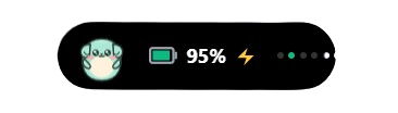 Mintu Dynamic Island battery status showing 95% charging